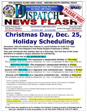 Christmas Holiday Scheduling - 