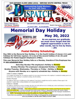 Memorial Day Holiday - 