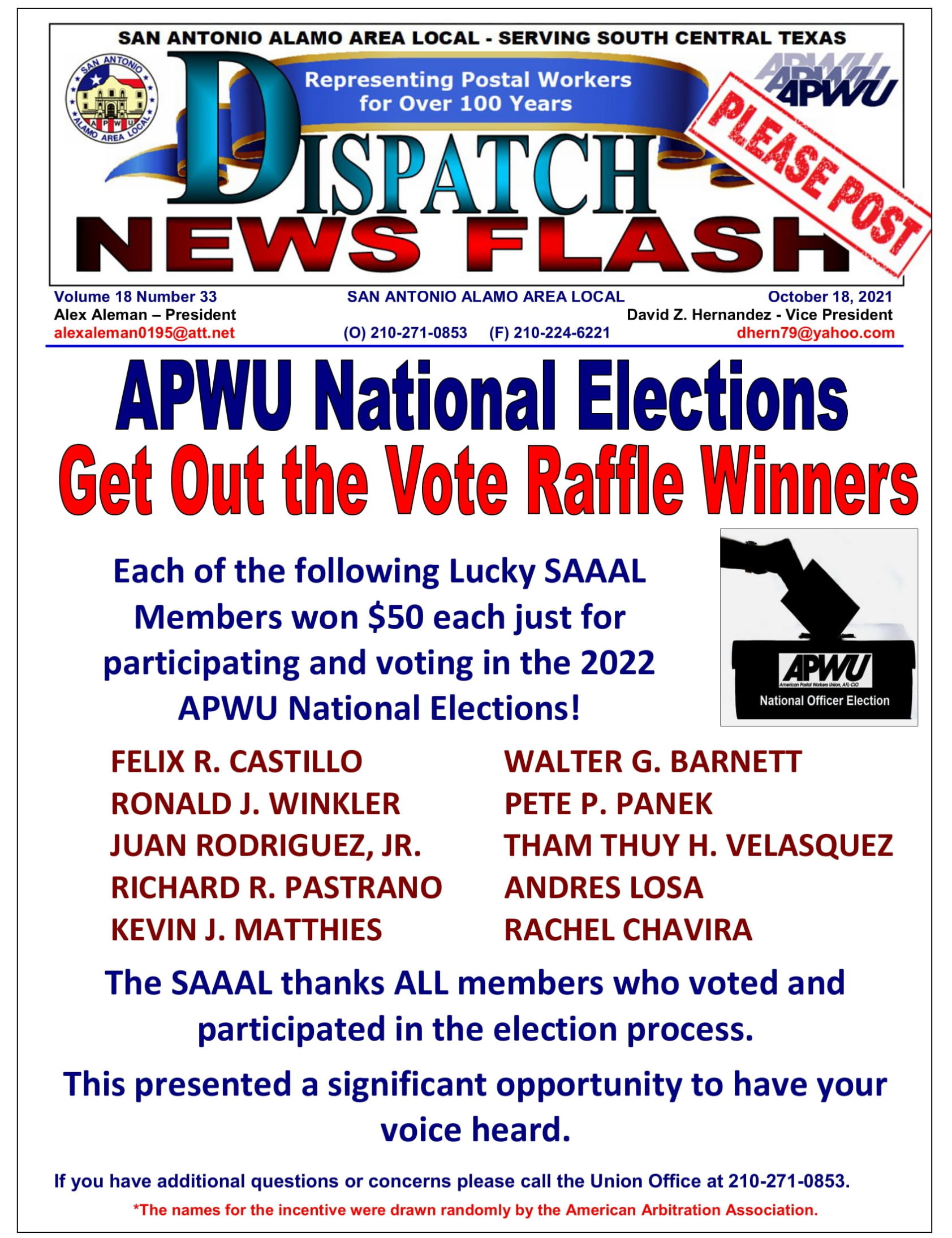 APWU National Elections - 
