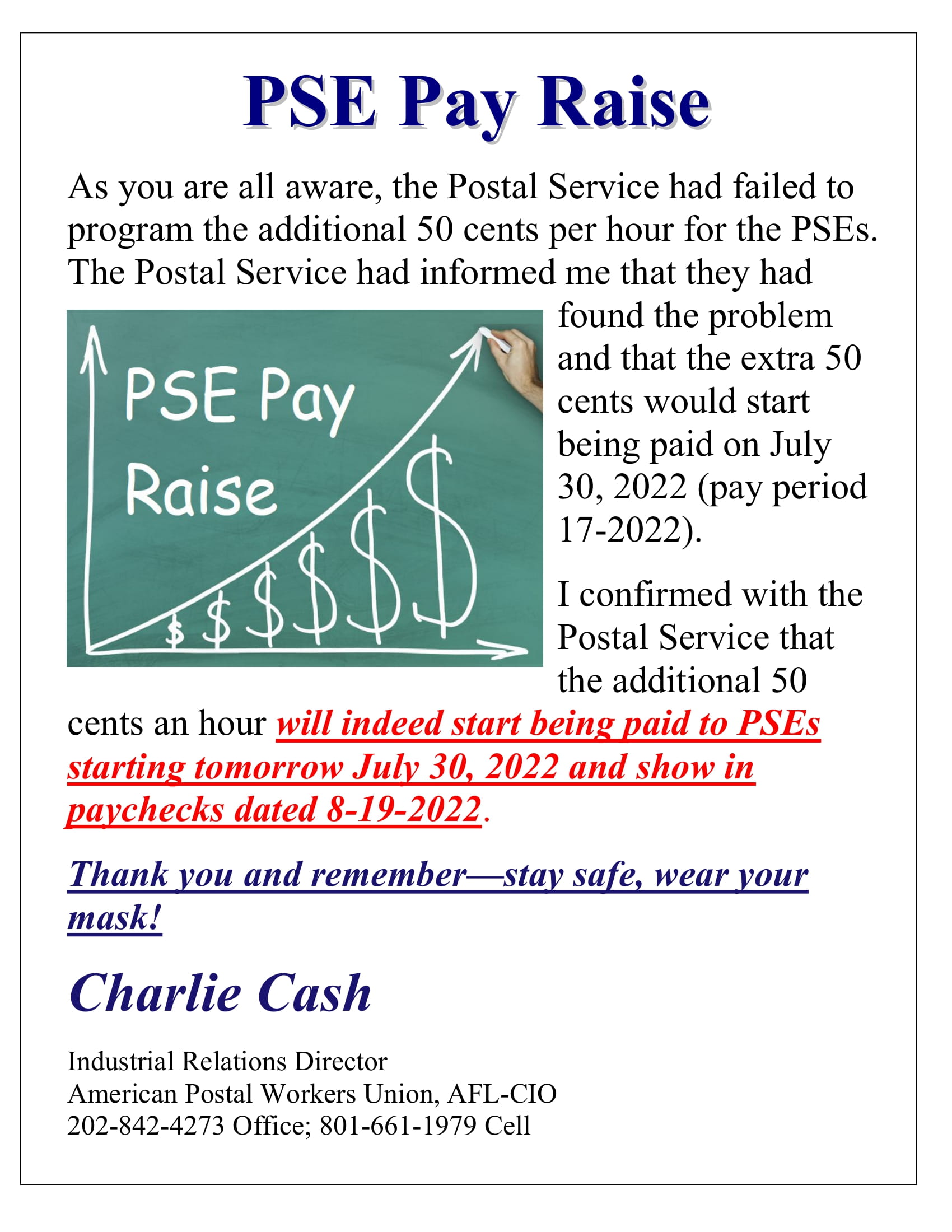 PSE Pay Raise APWU