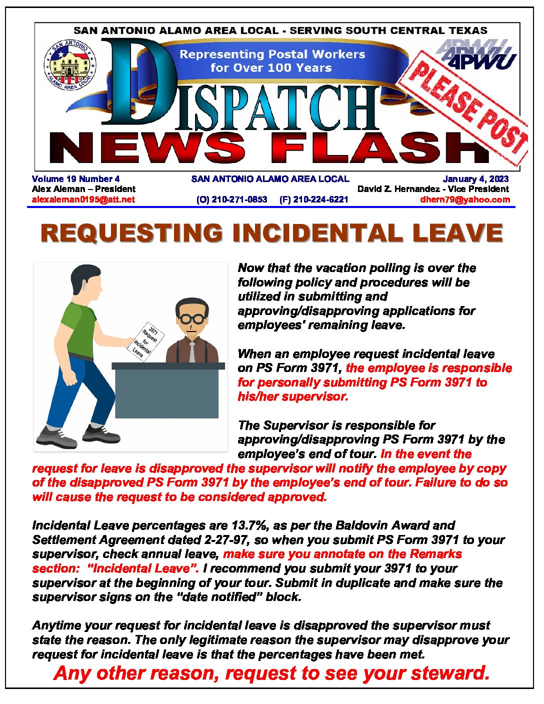 NewsFlash 19-4 – Requesting Incidental Leave - 