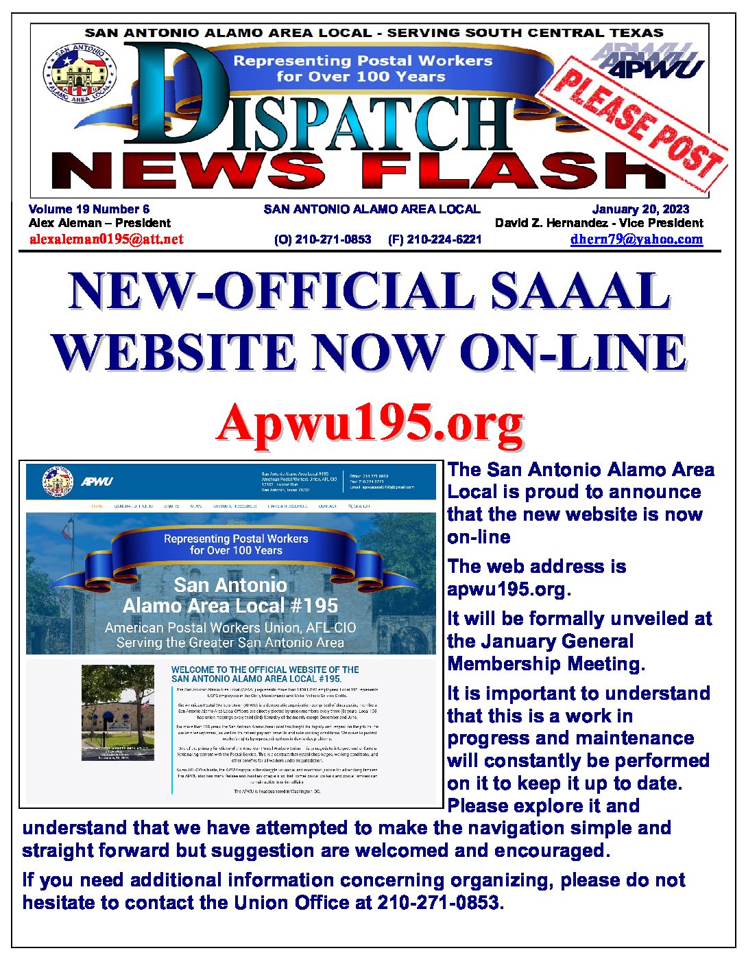 NewsFlash 19-6 – SAAAL Website Now On-Line - 