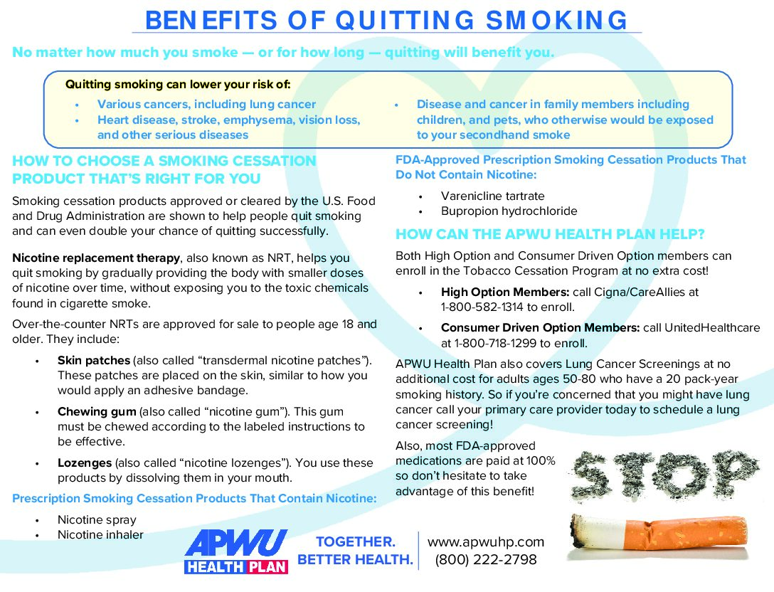 APWU Health Plan – Benefits of Quitting Smoking - 