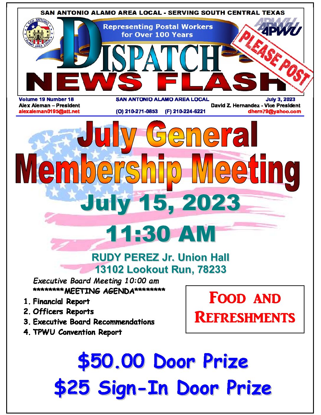 NewsFlash 19-18 July General Membership Meeting Notice - 