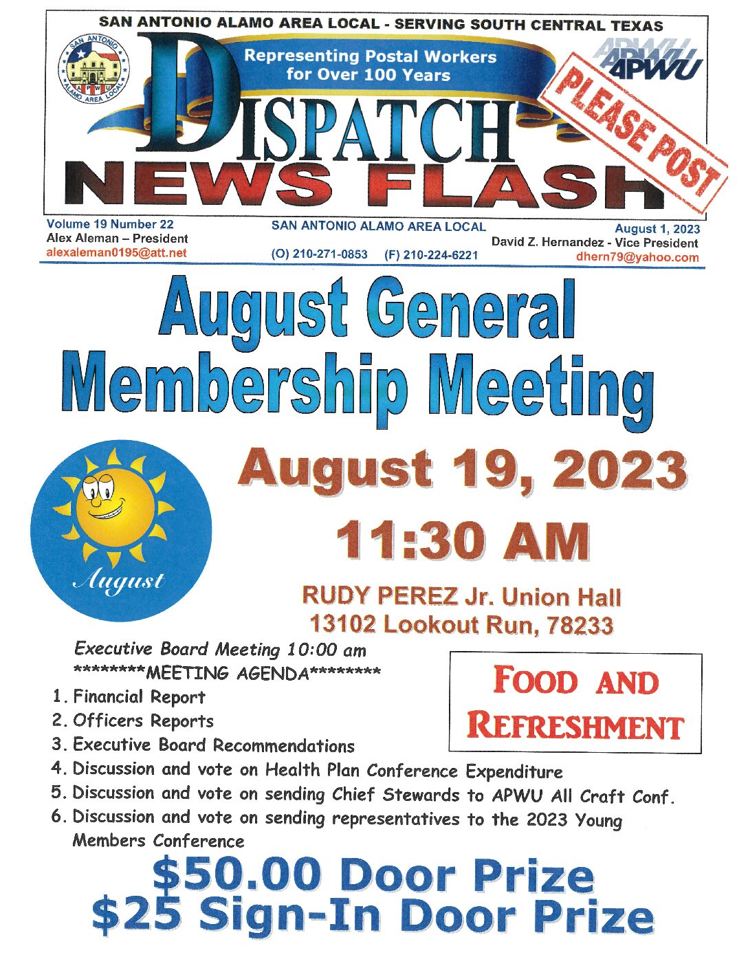 NewsFlash 19-22 August General Membership Meeting Notice - 