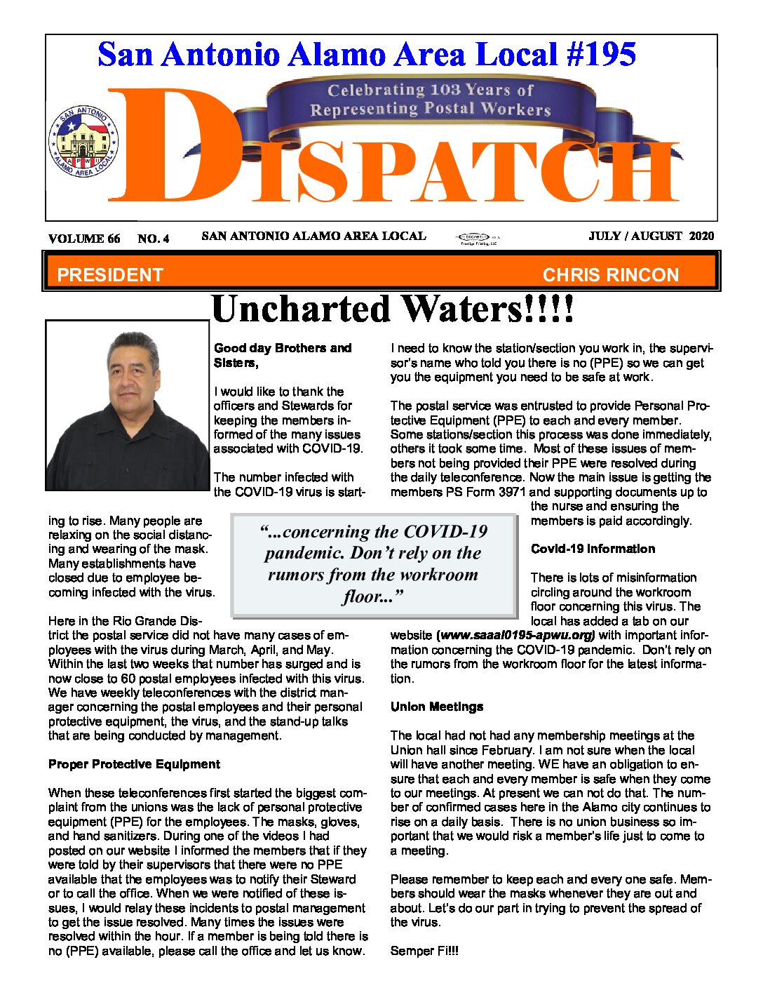 July – August ’20 Dispatch - 
