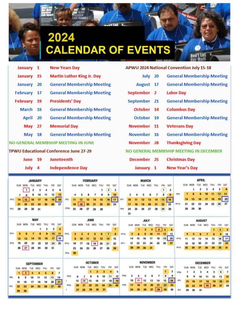 Calendar of Events APWU