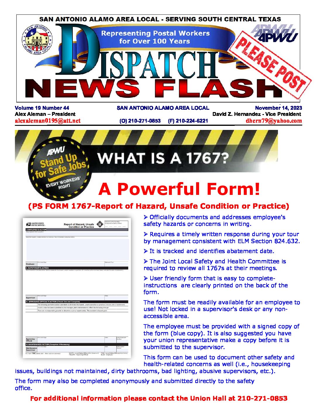 NewsFlash 19-44 Form 1767 – A Powerful Form - 