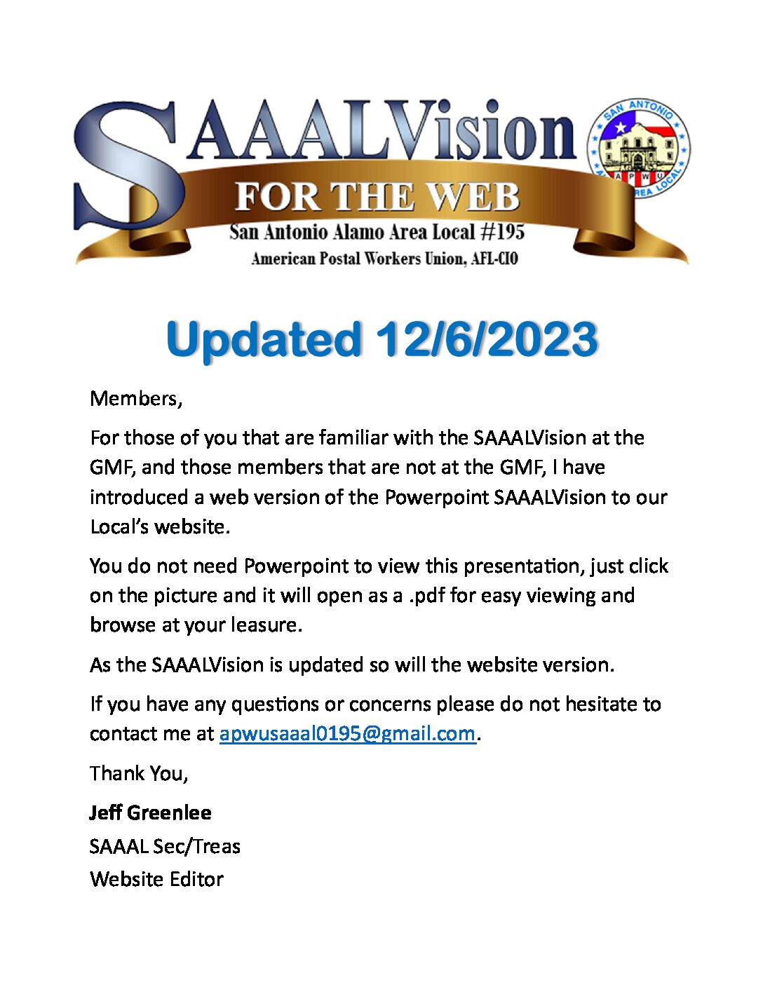 SAAALVision for the Web Updated 12/6/2023 - 