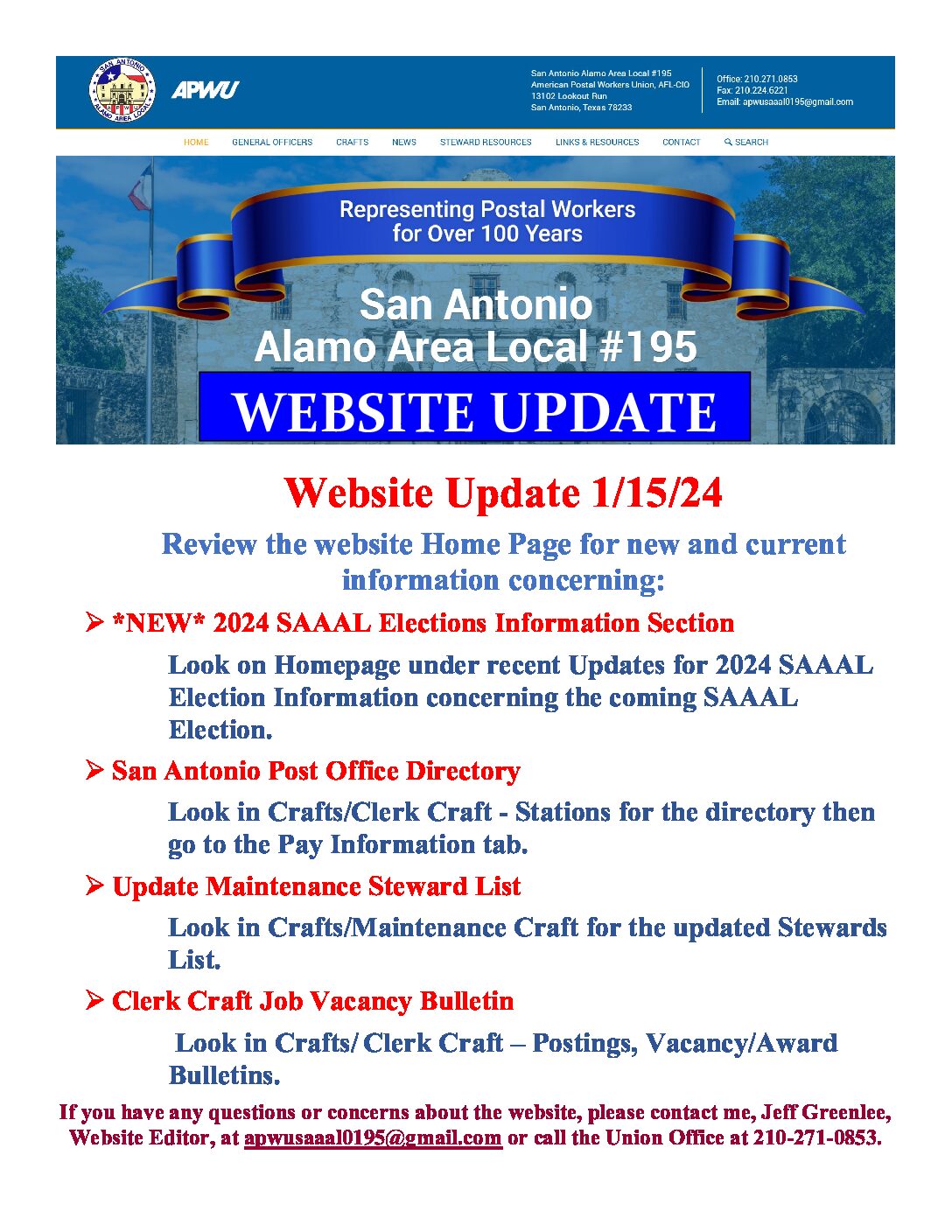 Website Update Quick Reference 1/15/24 - 