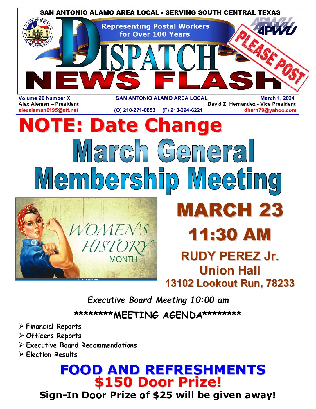 NewsFlash 20-8 March General Membership Meeting Notice - 