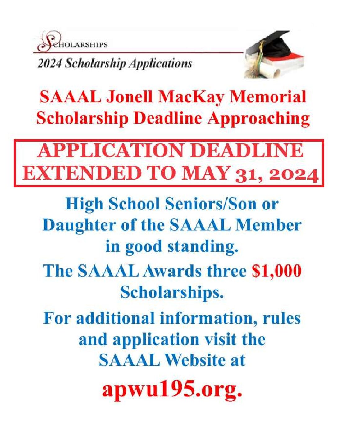 SAAAL Scholarship Deadline Extended - 