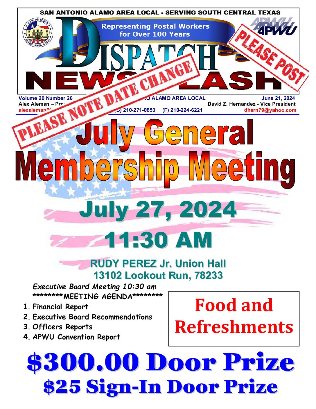 NewsFlash 20-26 July General Membership Meeting - 