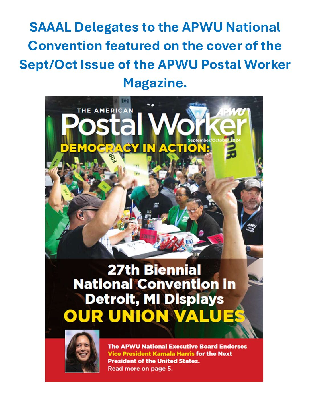 SAAAL Delegates Featured on Postal Worker Magazine - 