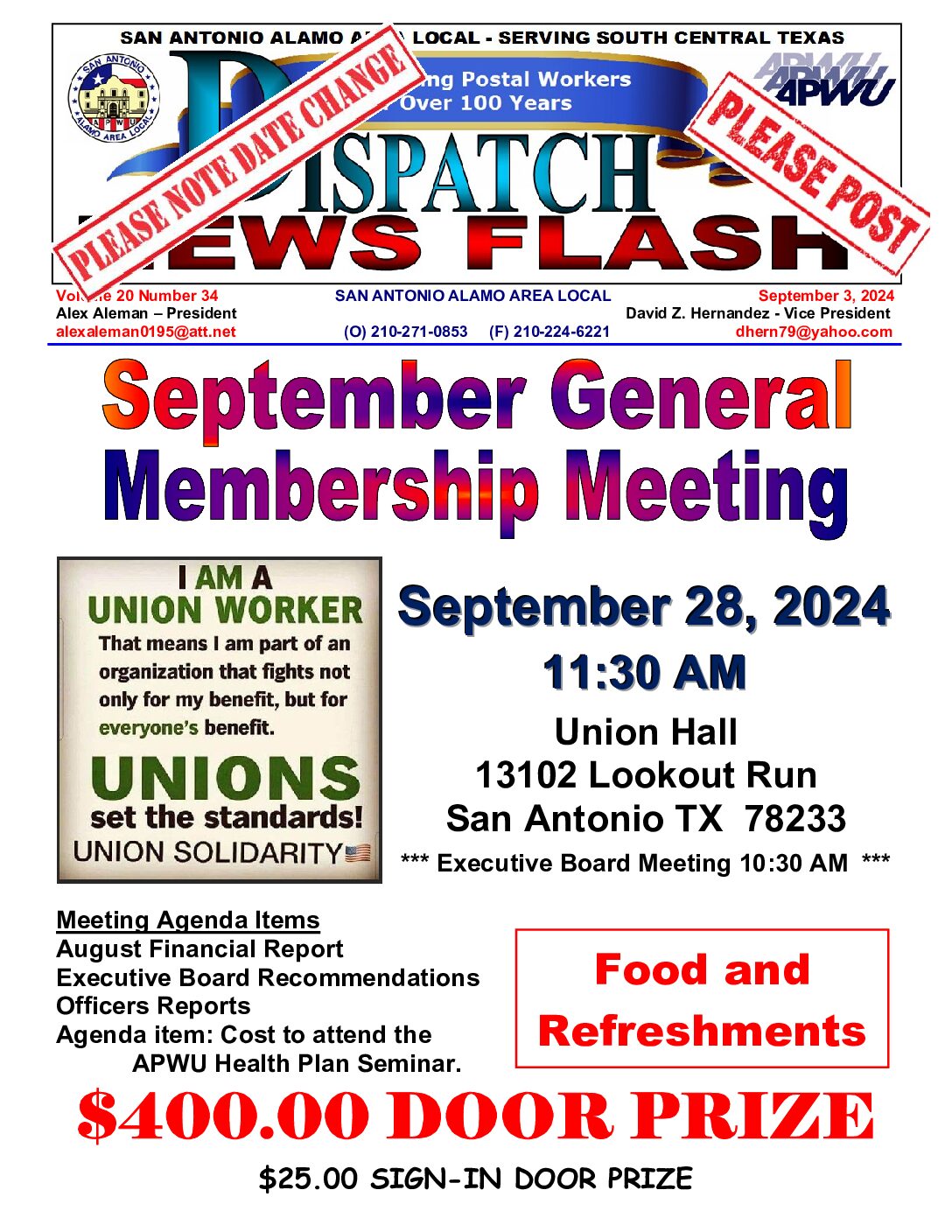 NewsFlash 20-34 September General Membership Meeting Notice - 