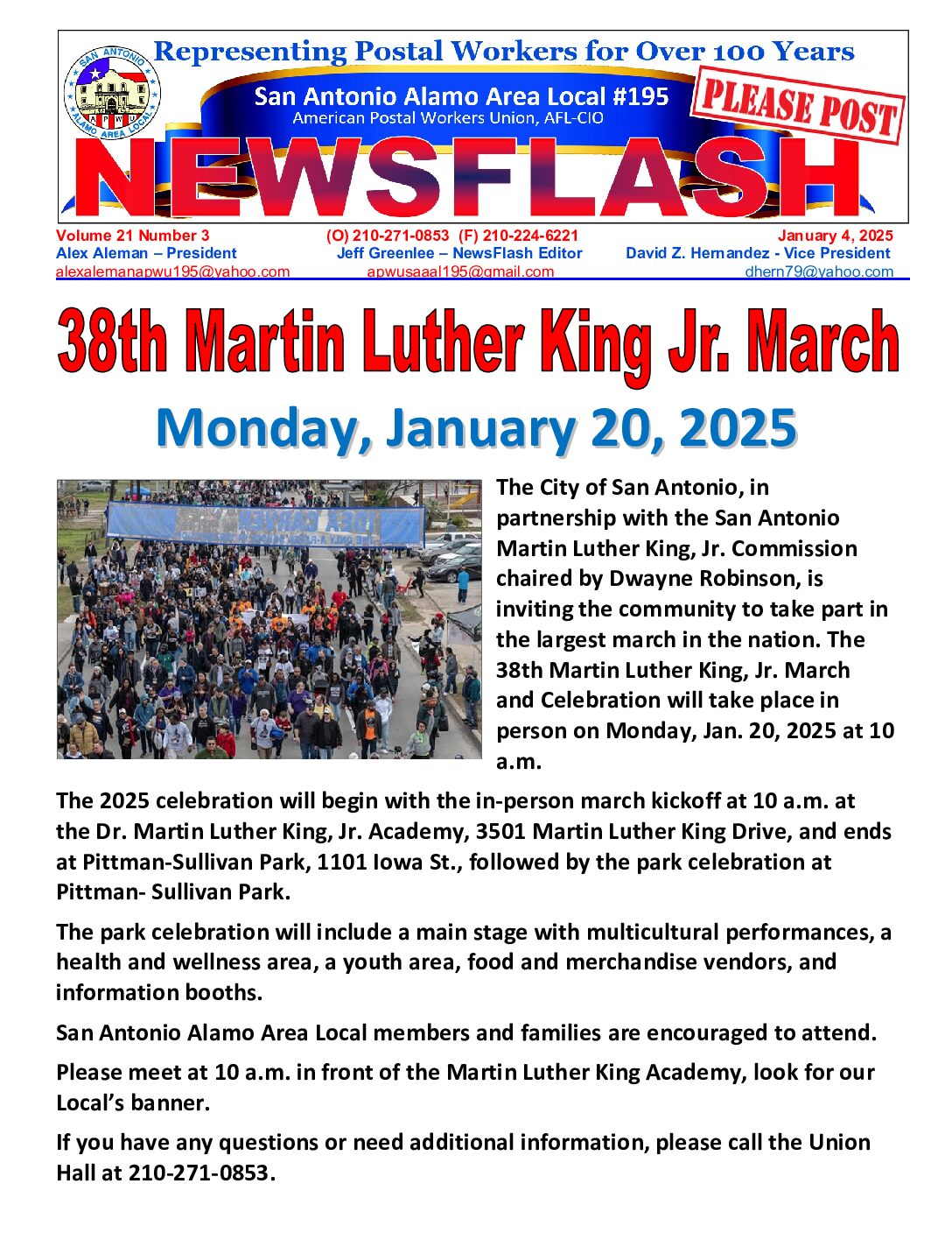 NewsFlash 21-3 38th Annual Martin Luther King Jr. March - 