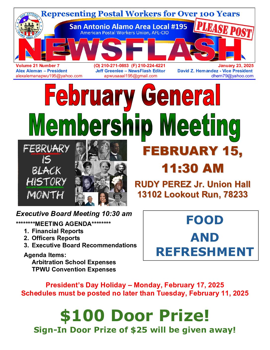 NewsFlash 21-7 February General Membership Meeting Notice - 