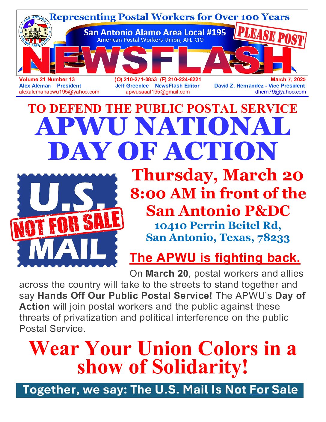 NewsFlash 21-13 National Day of Action - 