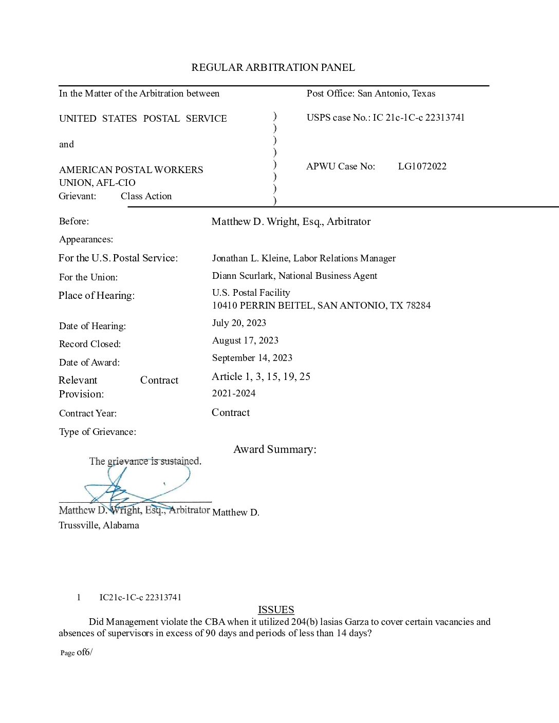 Arbitration Award - Improper Utilization of 204(b) - 