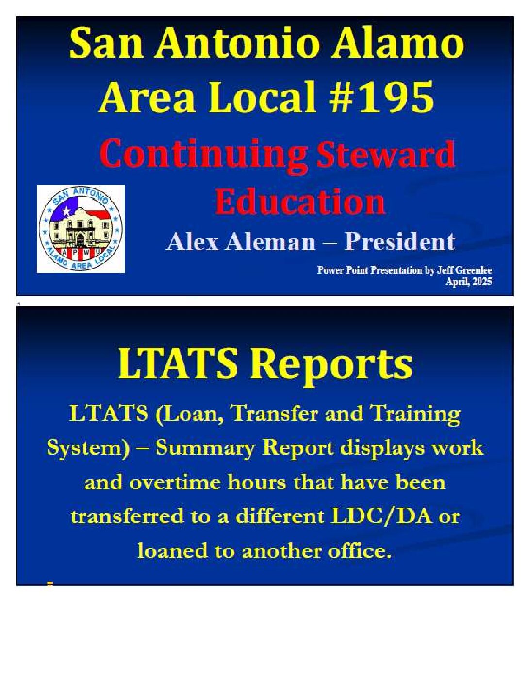 LTATS Summary Report Training - 