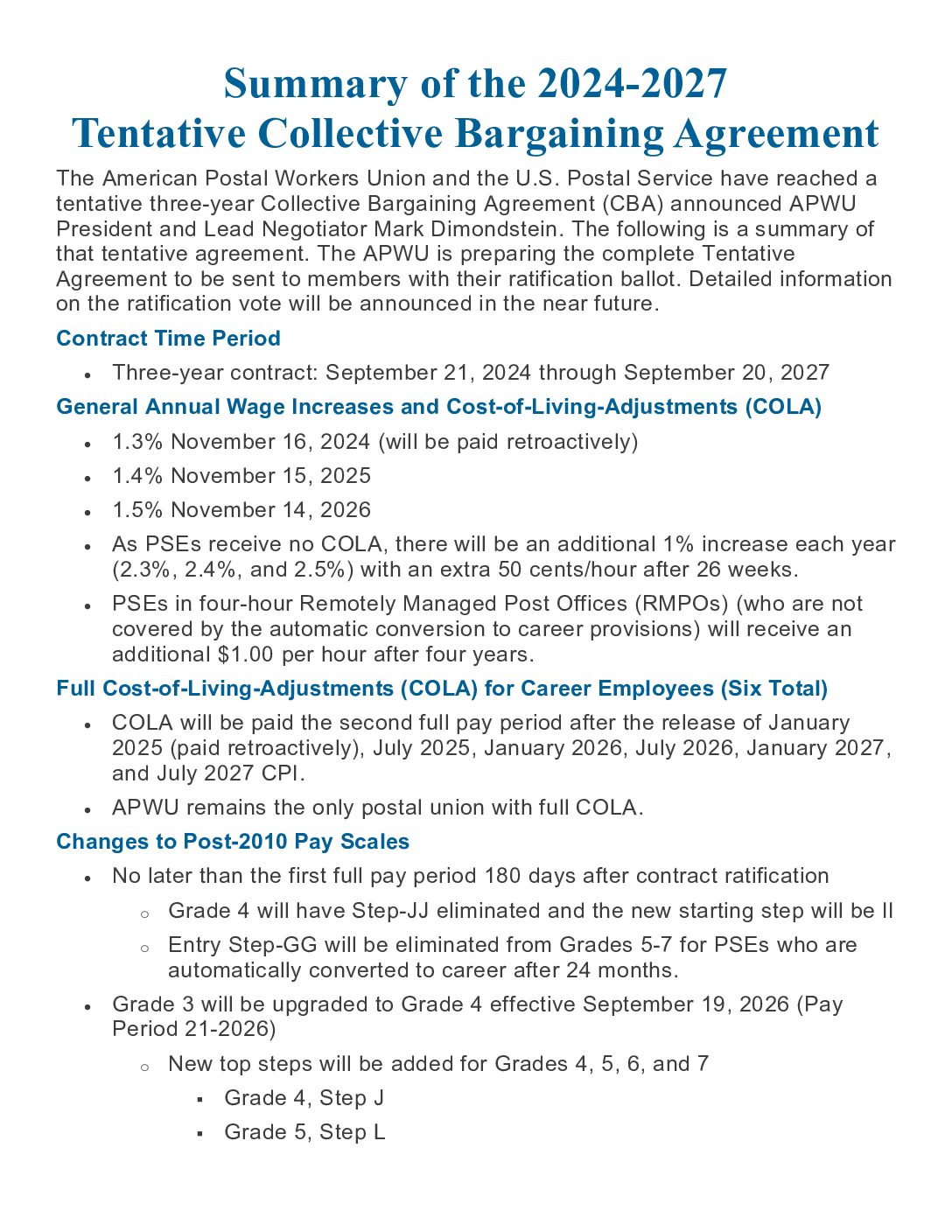 Summary of the 2024-2027 Tentative CBA - 