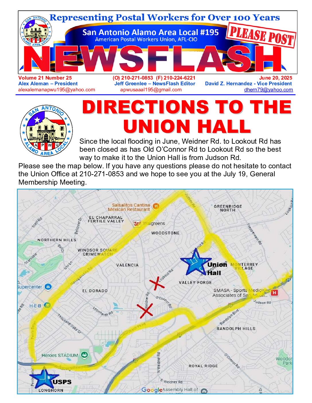 NewsFlash 21-29 Directions to Union Hall - 