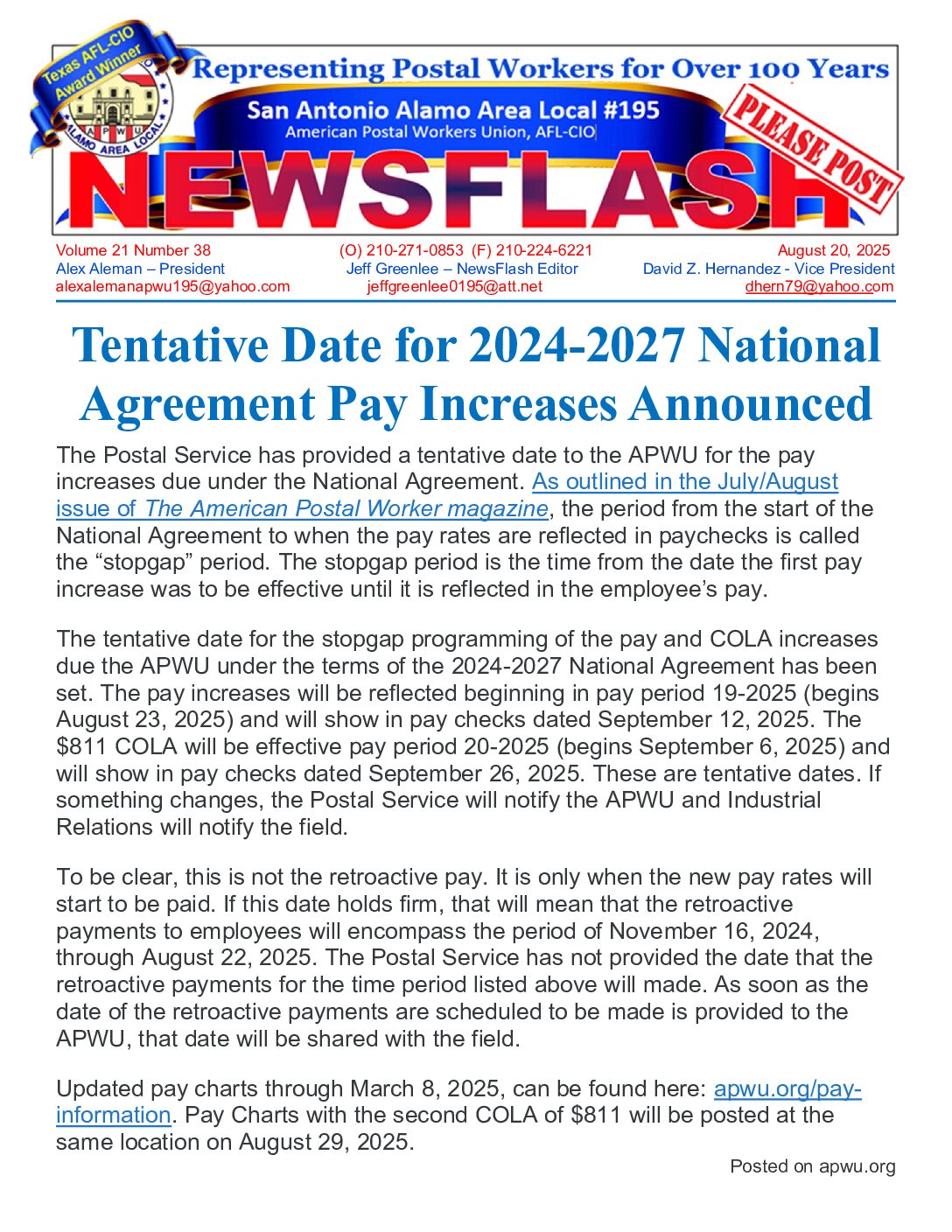 NewsFlash 21-38 Pay Increase Announced - 