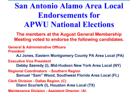 NewsFlash 21-37 SAAAL Endorsements for APWU Elections - 