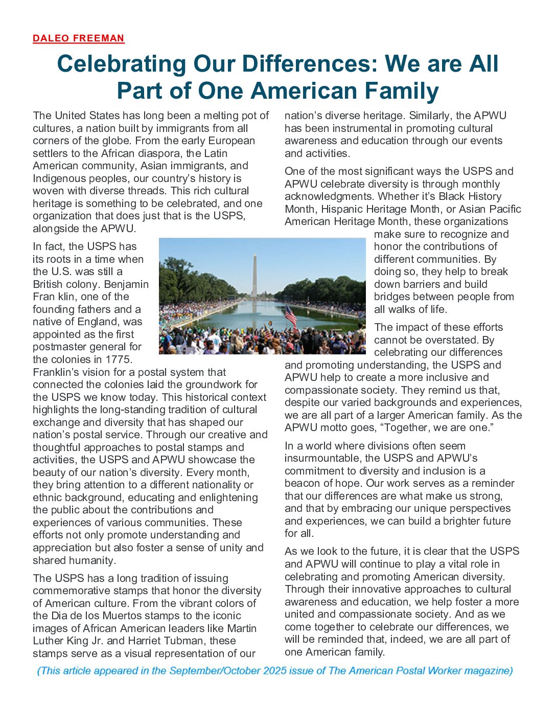 We Are All Part Of The American Family - 