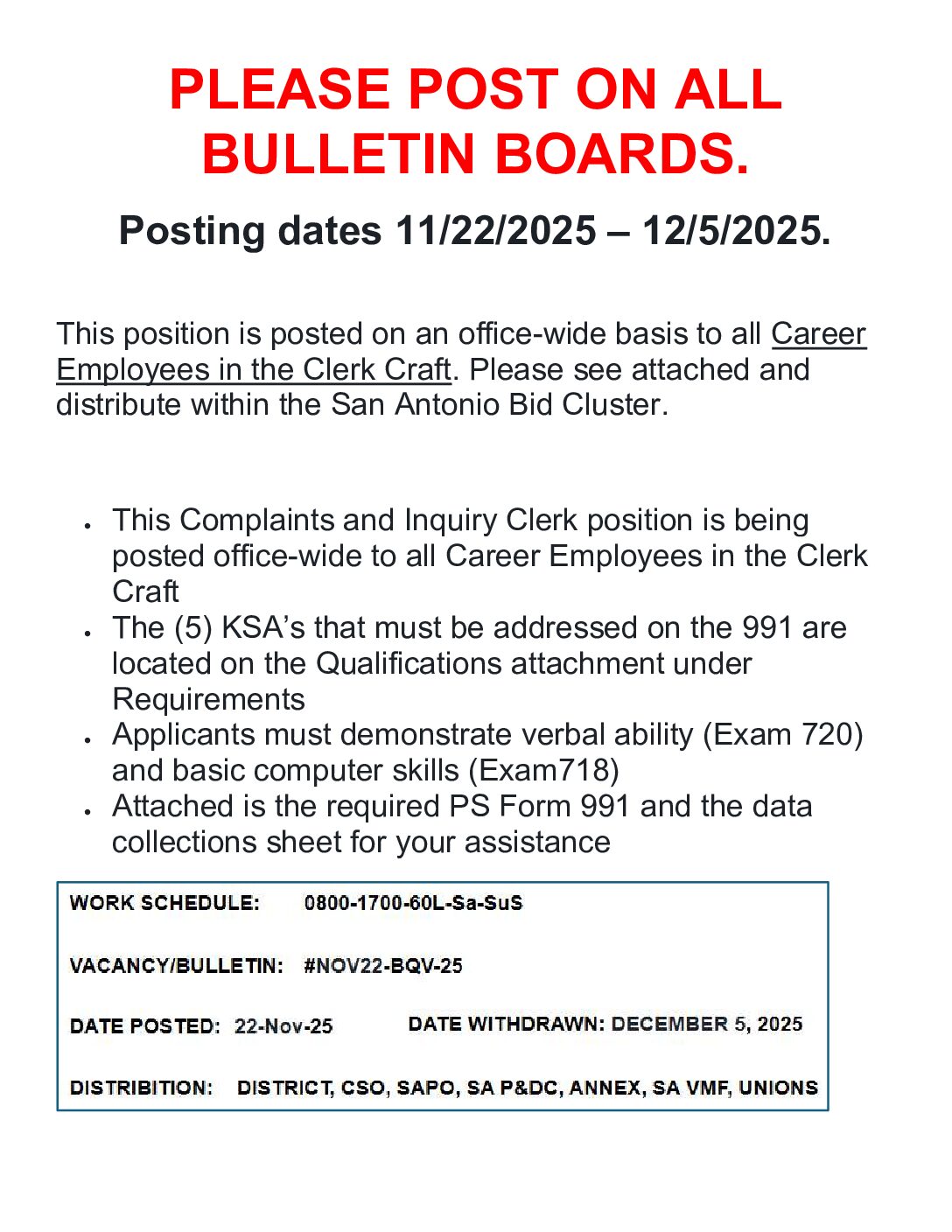 E-Flash Complaints and Inquiry Job Vacancy 11/22/25 - 