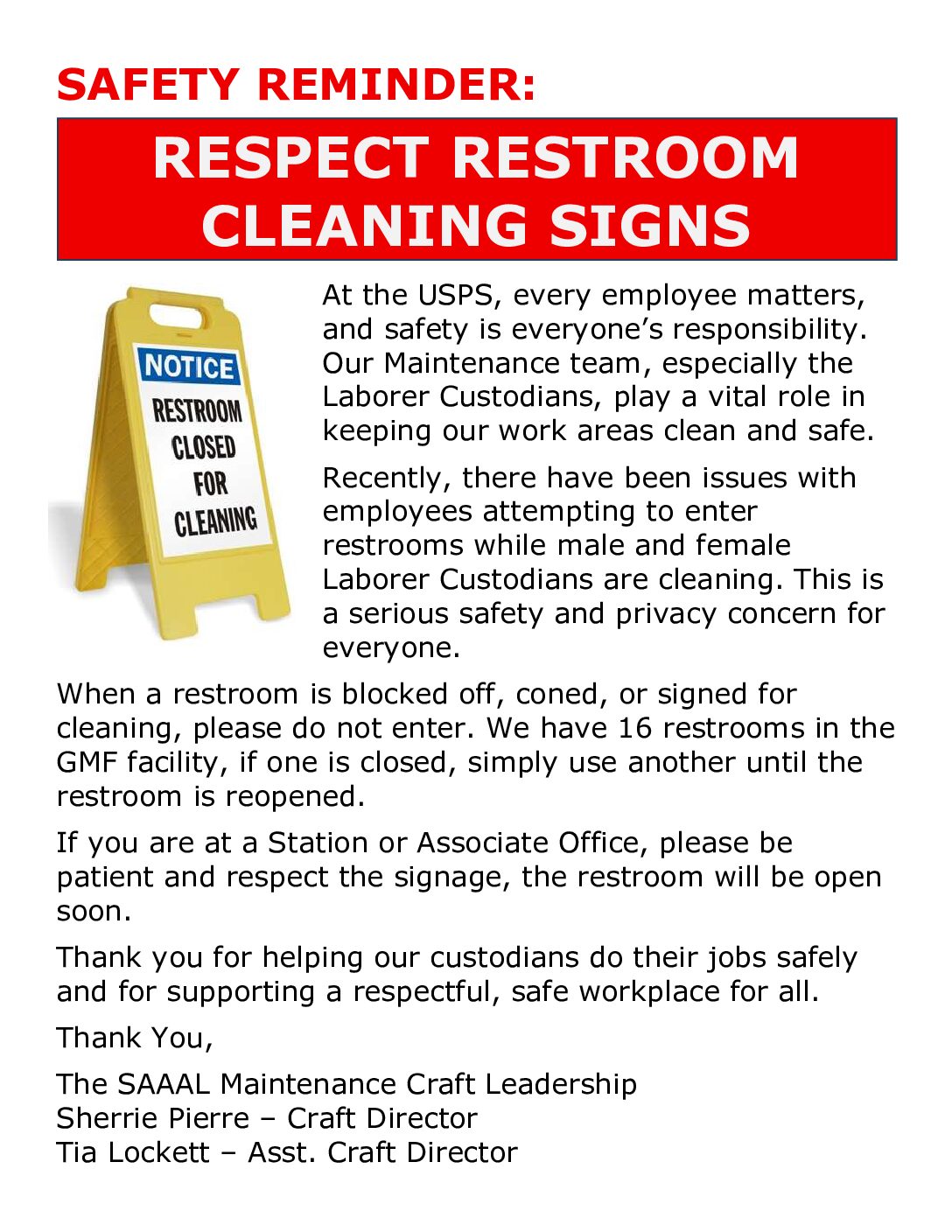 E-Flash – Respect Restroom Cleaning Signs - 