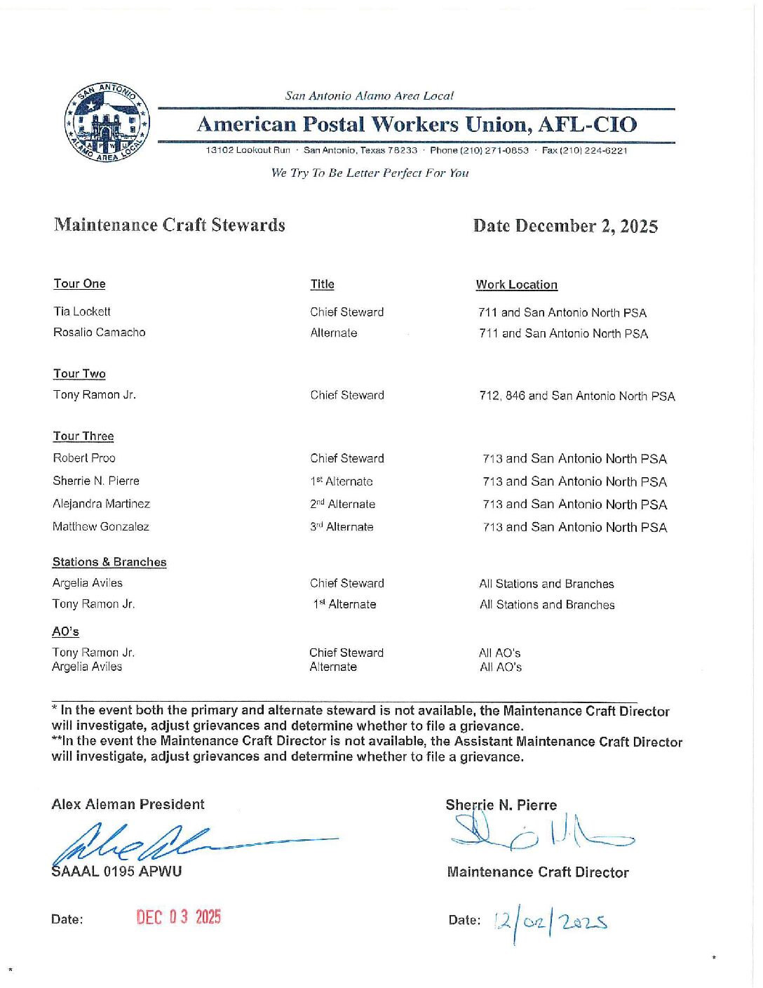 Maintenance Craft Stewards - 