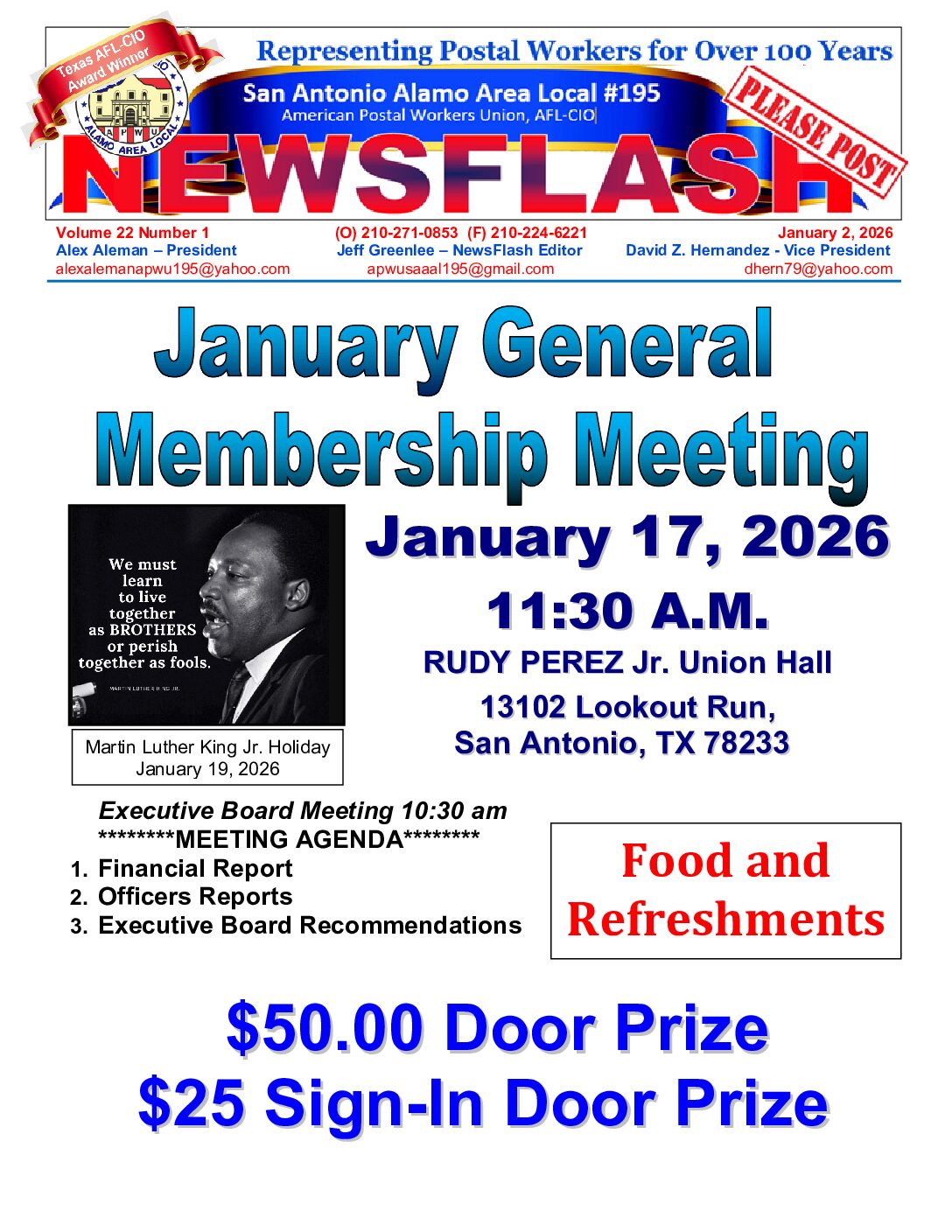 NewsFlash 22-1 January General Membership Meeting - 