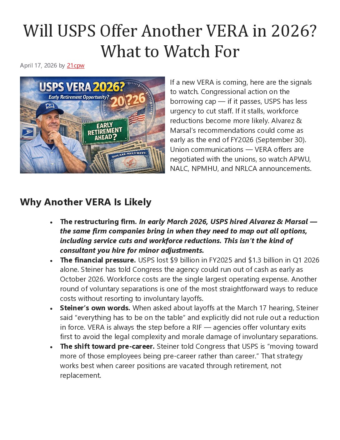 Another VERA in 2026? - 