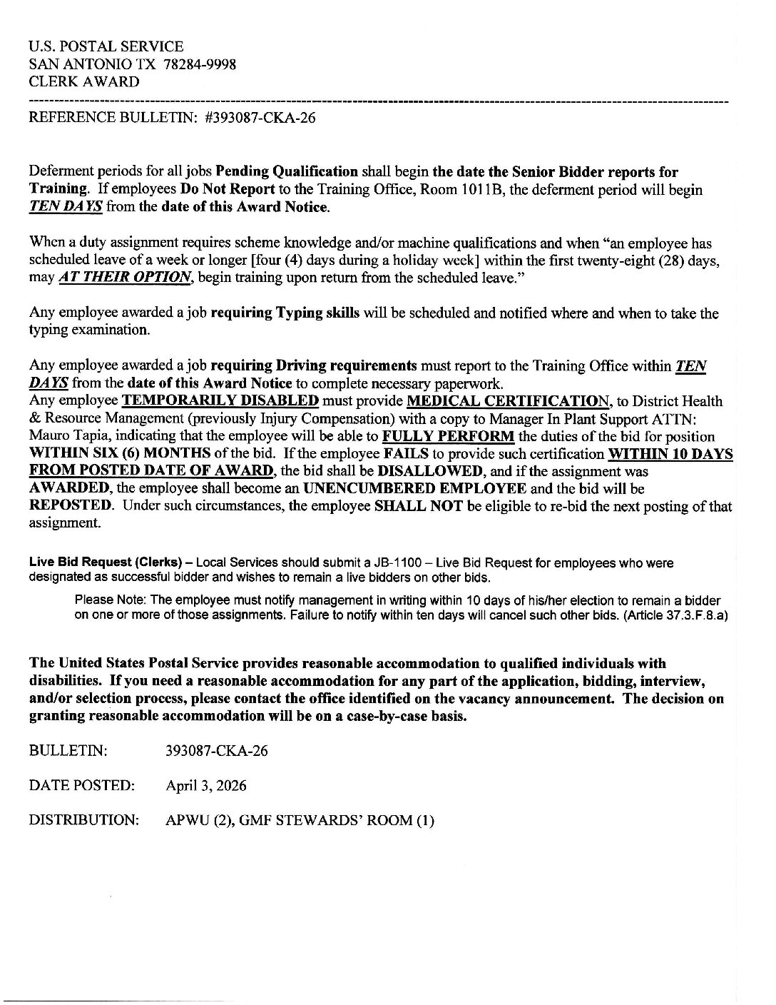 CLERK JOB AWARD BULLETIN 4/3/26 (2) - 