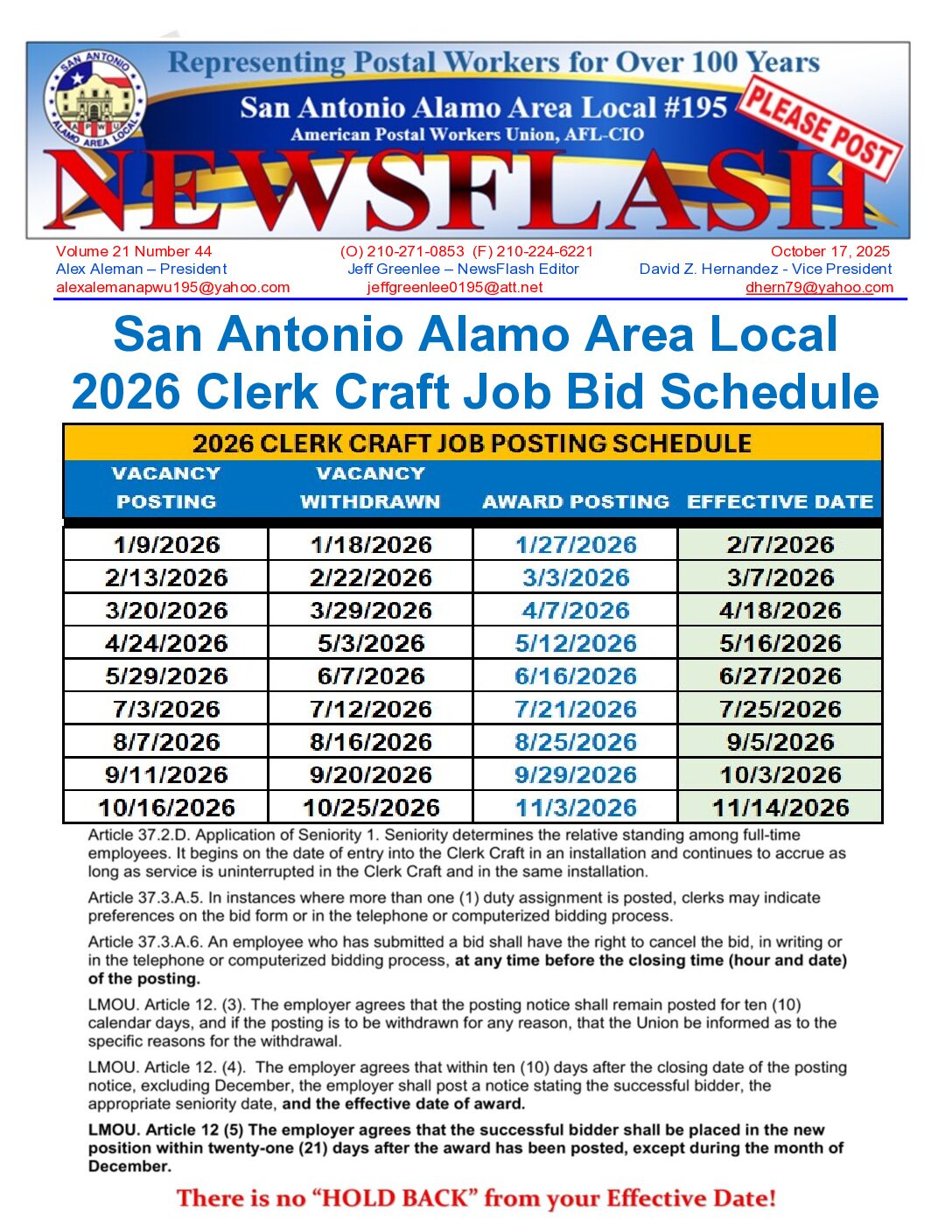 2026 Clerk Job Vacancy Posting Schedule - 