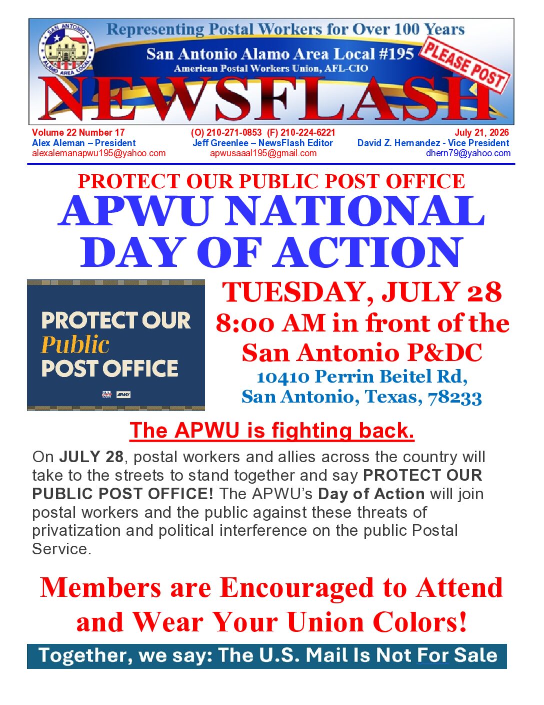 NewsFlash 22-17 National Day of Action - 