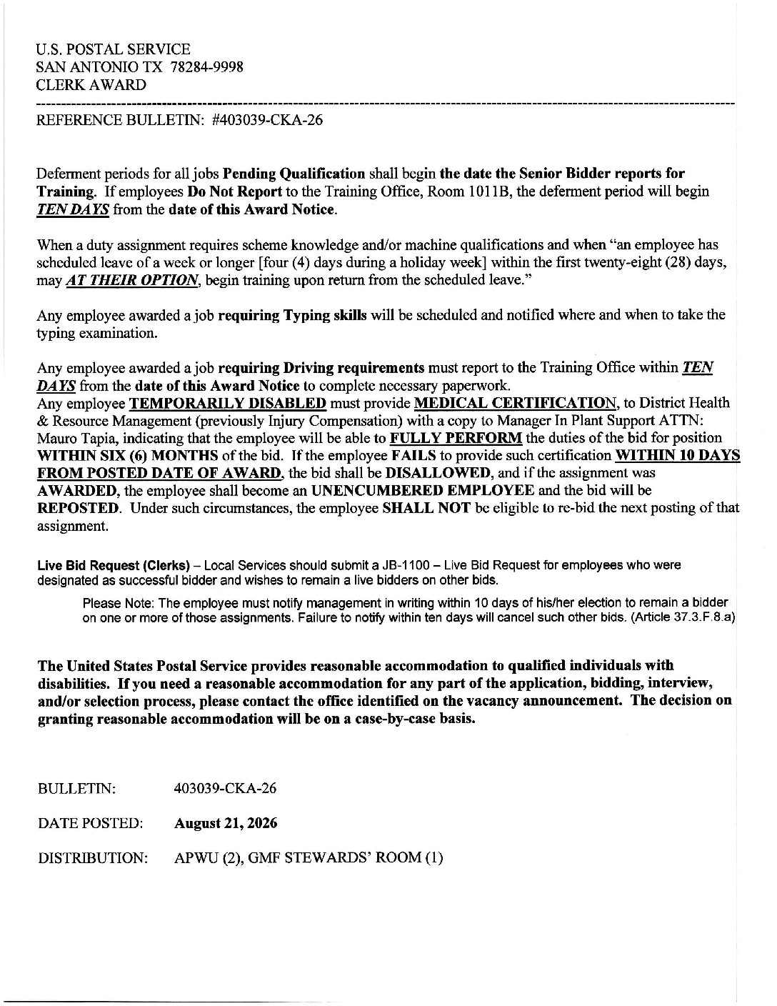 CLERK JOB AWARD BULLETIN 8-21-26 - 