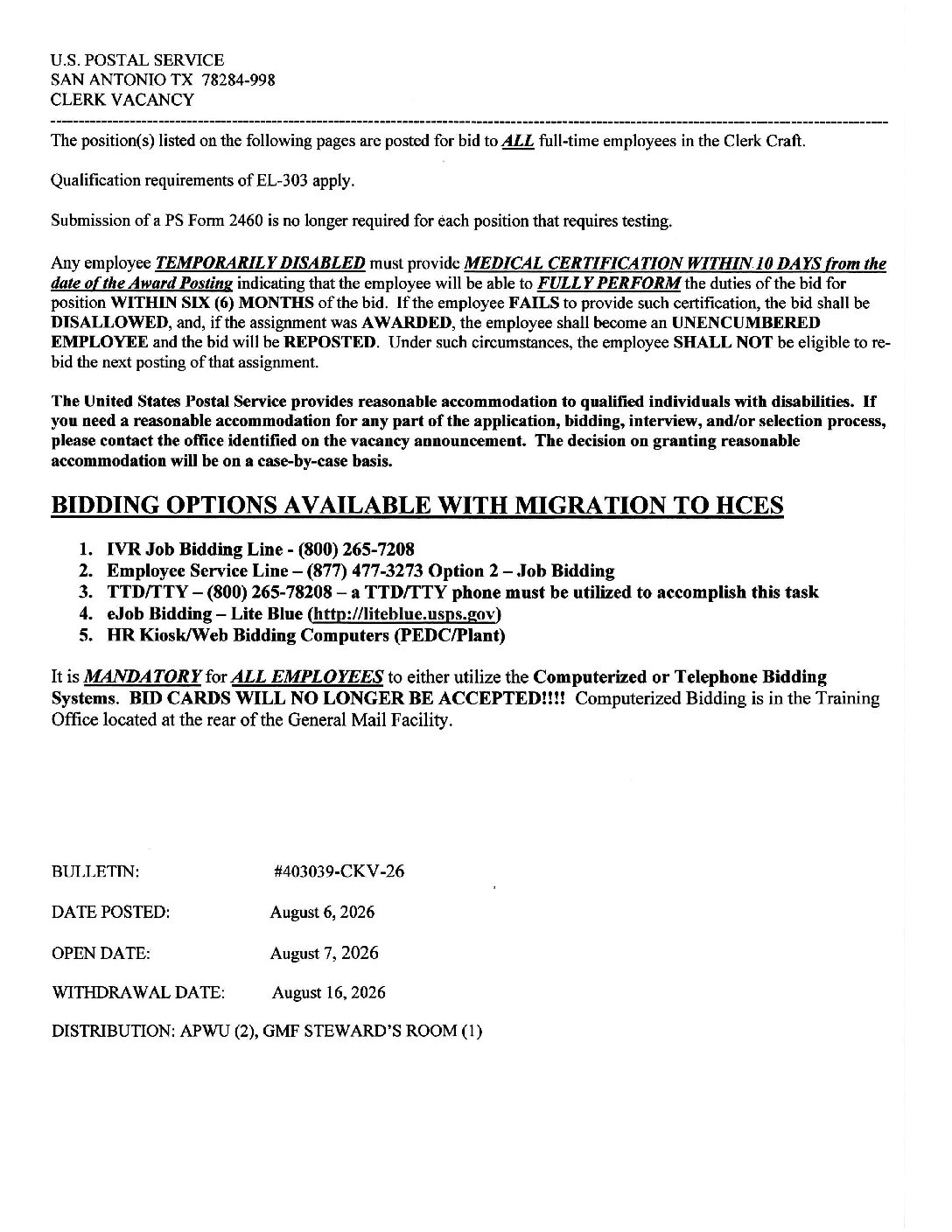 CLERK JOB VACANCY BULLETIN 8-6-26 - 