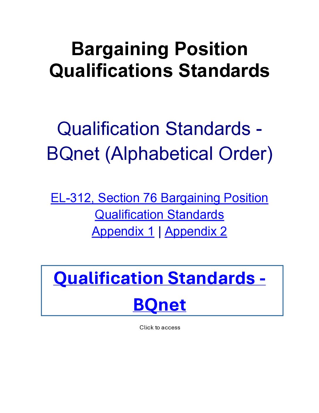 Bargaining Positions Qualification Standards - 