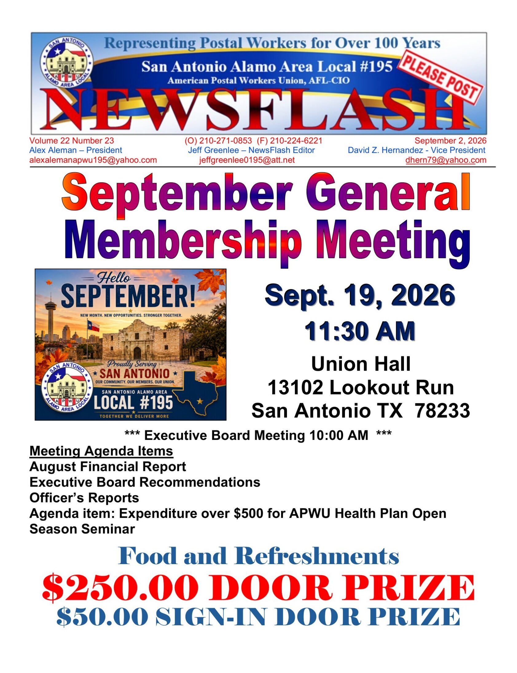 NewsFlash 22-23  September General Membership Meeting - 