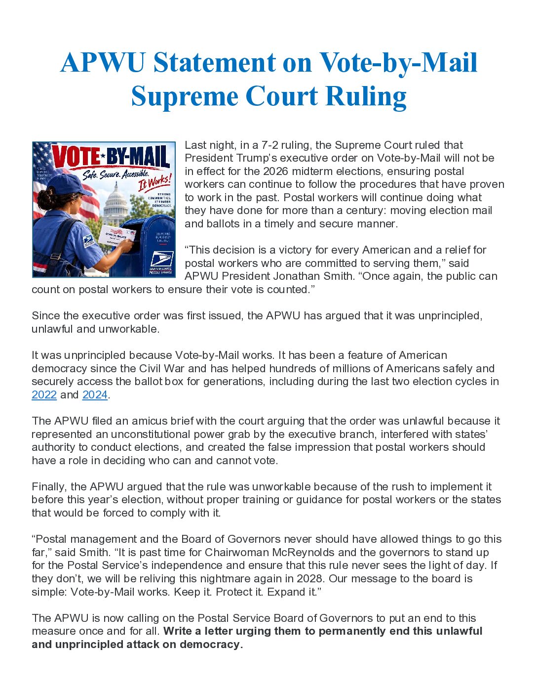 Vote-by-Mail Supreme Court Ruling - 