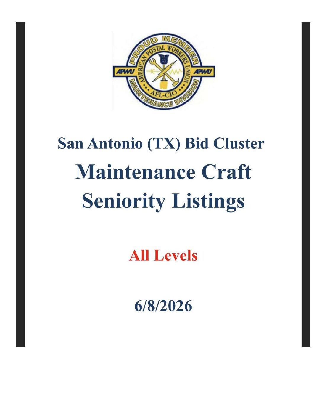 Seniority Roster - 