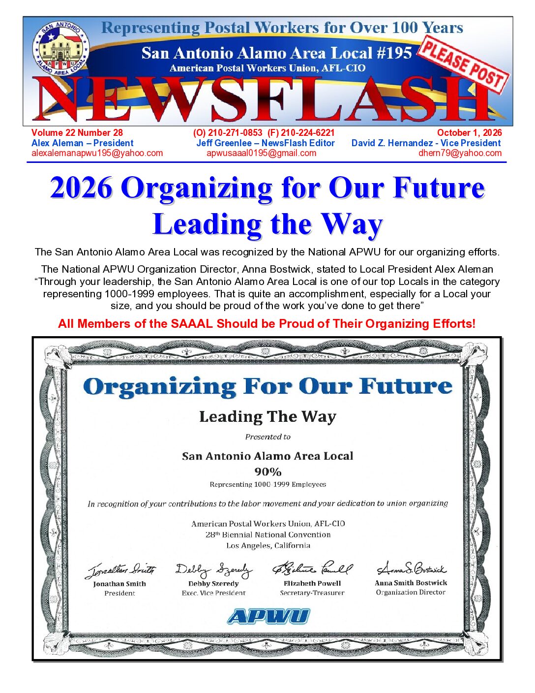 NewsFlash 22-28 SAAAL Organizing For Our Future - 