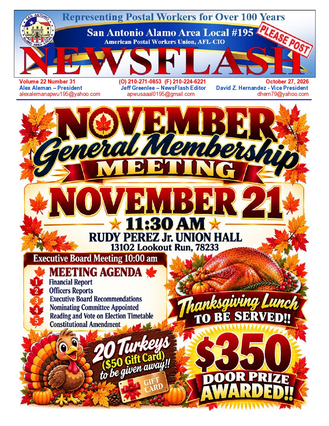 NewsFlash 22-31 November General Membership Meeting - 