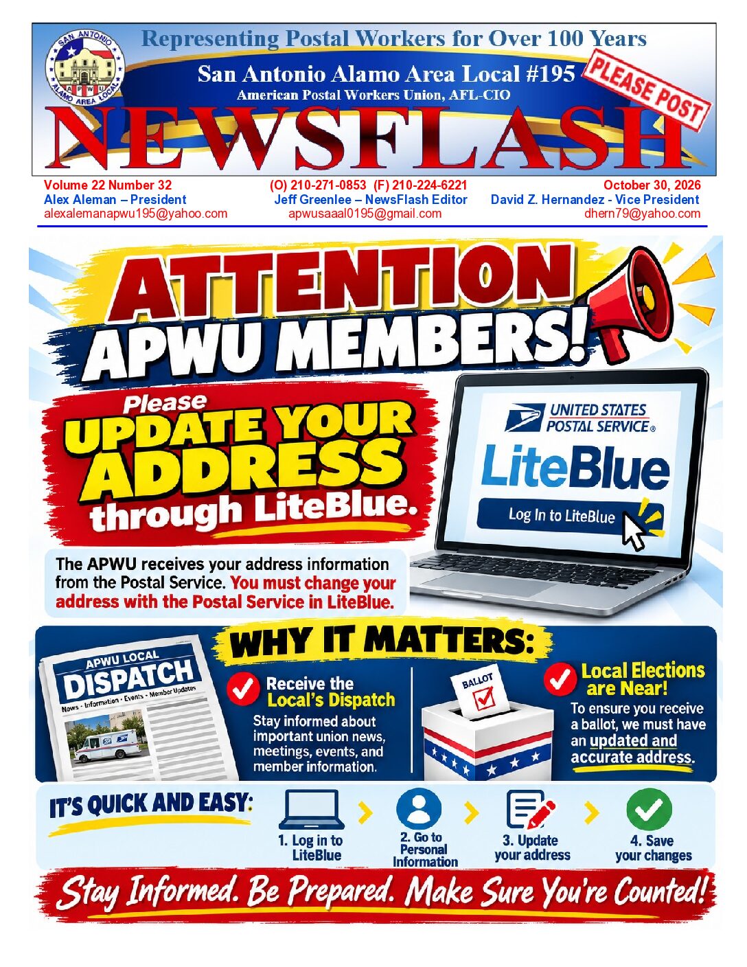 NewsFlash 22-32 Update Your Address - 